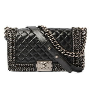 CHANEL Chain Shoulder Bag Boy Chanel Black